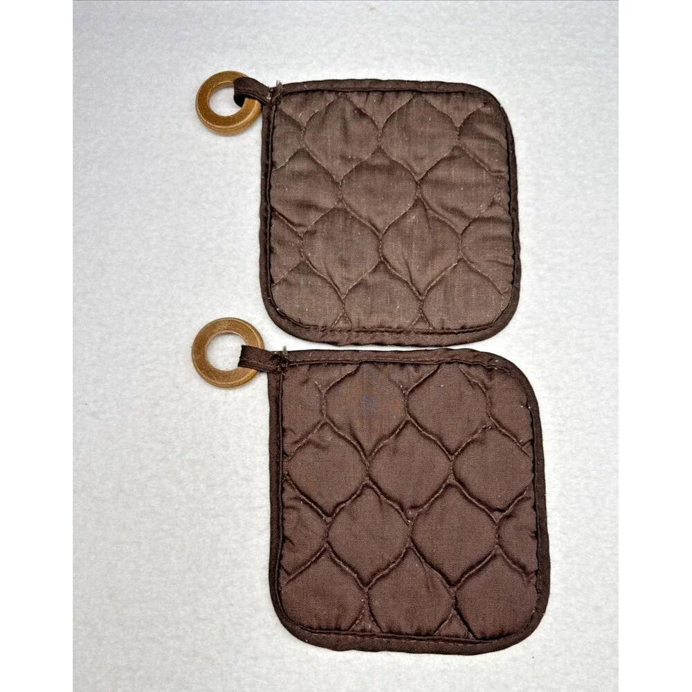 Franco Vintage 70s Potholders Set 2 Wheat Butterfly Hot Pads Retro Kitchen